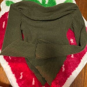 Olive Green Ribbed Women's Sweater